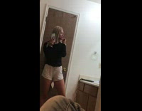 Mirror picture music bathroom girl black shirt 