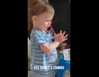 Toddler Looks Twice at Lady as Dad Arrive