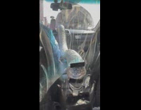 Uber driver has plastic barrier and pipe 