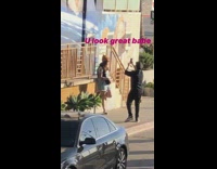 Man photo shoot girlfriend babe sidewalk house faces paintings Part 1