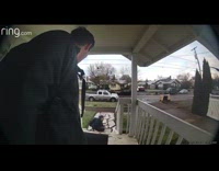 Guy slips down front steps on Ring camera