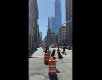 Woman red dress worth street photo shoot