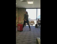 Man camouflage jacket red supreme luggage dance