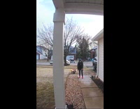 Kid walking slips and fall on walkway