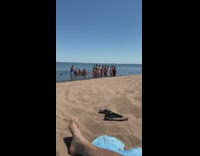 Tourist college group fail dance tiktok beach