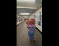 Short man dressed as chucky has doll stolen