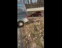 Amazon driver got truck stuck sideways 