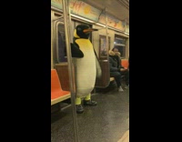 Penguin costume guy rides train pt. 6
