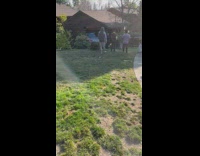 Car crash on the neighbors house garage