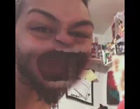 Guy big mouth filter sings high note