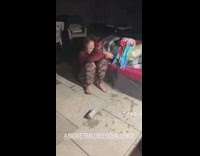 Four girls attempt to bounce beer basketball 