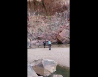 Guy blue hoodie dance rock mountain zion