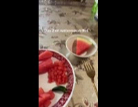 Woman on her 2nd day of watermelon diet 
