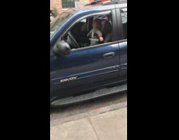 Chuckie doll in driver seat of parked car