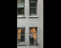Man cleans window from high floor Part 2 