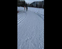 Woman beanie underwear walk outside on snow