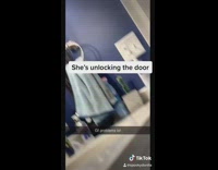 Girl unlocks bathroom door spicy fries couple