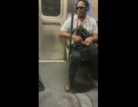 man blue headphones silent dance