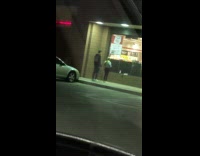 Gas station three kids dance black jacket 