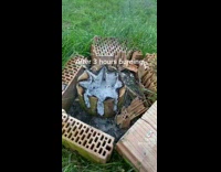 Fire hollows out scored log 