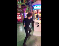 Guy misses completely when attempting punching bag machine