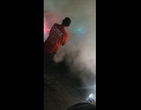 Car produce smoke fire from wheels extinguished