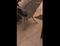 Heavy guy sits on chair and snaps its leg