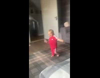 Toddler daughter takes money out of dads pocket and runs away