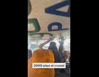 People walk under heavy cover 