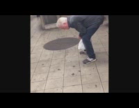 Guy sings while random man dances in subway station