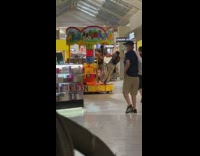 Guy Rides Kiddie Carousel at Mall for Video 