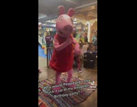 Peppa pig childs birthday party swings baby around