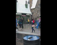 Woman yellow shirt tiktok dance store tourist