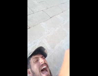 Guy put finger in goat mouth gets bitten