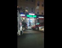 audi and bus at standstill on busy road