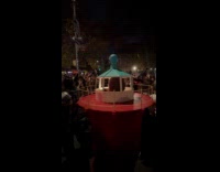 People cheer for man lighthouse costume Halloween