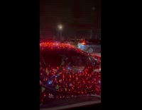 Christmas lights wrapped around car red night