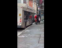 Santa Clause taking the bus 
