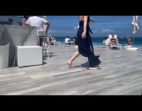 Collab IITW - Woman white bikini poses on Infinity Pool