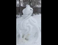 Abstract snowman at park with tree branch