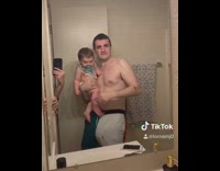 Flip switch challenge baby dad diaper bathroom 