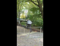 Guy jumps on rail with bike and falls on crotch