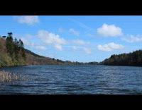 Time lapse of lake water clouds trees