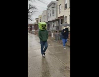 Green sweater guy Minecraft block head mask