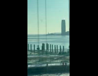 Broken pieces of ice on Hudson river