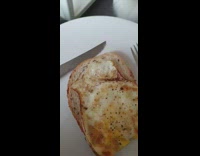 Collab DailyDoseOfInternet - White dog looks at guy food eggs