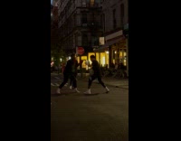 Man films boxing training on the street