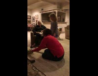 Little girl calls out grandma with her toys