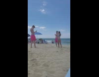 Two people bikini outfit tiktok dance beach