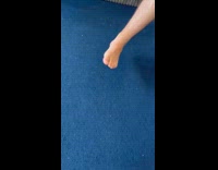 Man spin pop blue balloon with fork